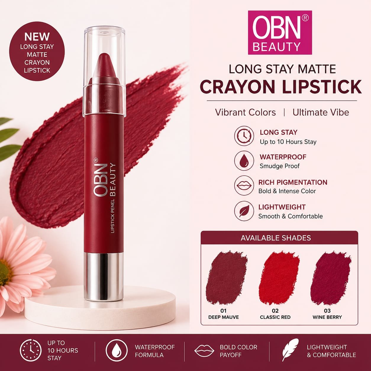 OBN long stay matte crayon lipstick
