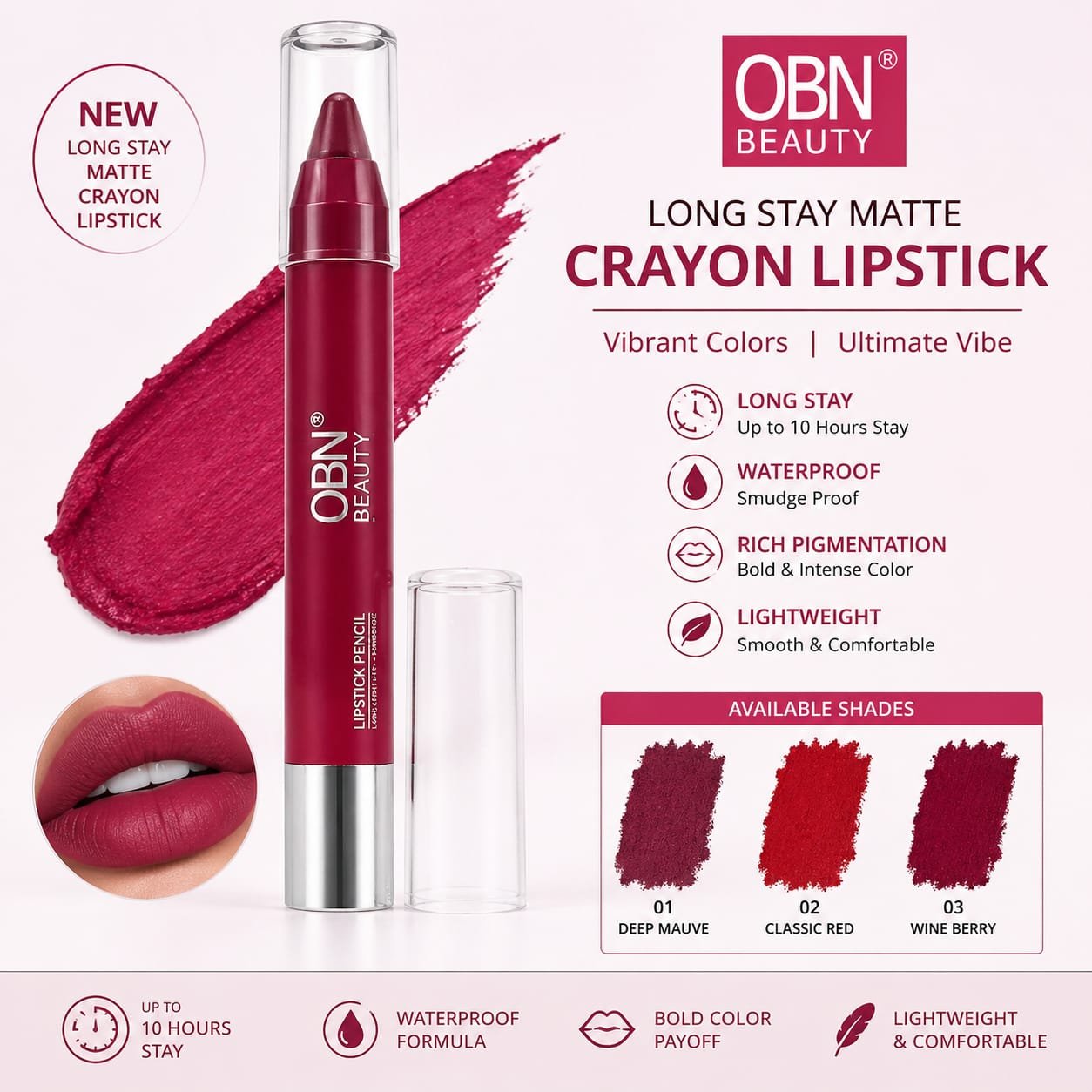 OBN long stay matte crayon lipstick
