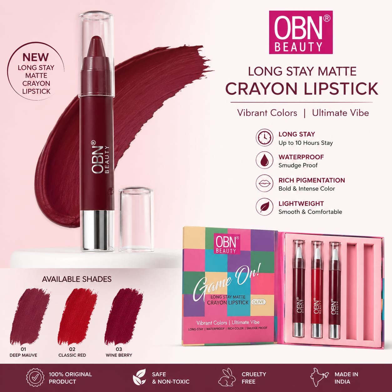 OBN long stay matte crayon lipstick